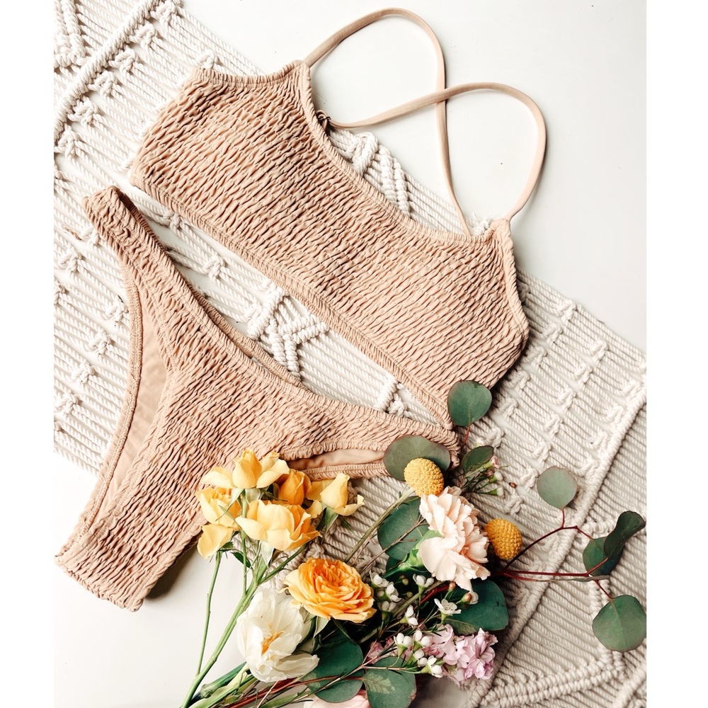 BESTSELLER Tan Smocked Two Piece Bikini